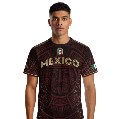 Mexico Burgundy Aztec Sun God Heritage Soccer Jersey