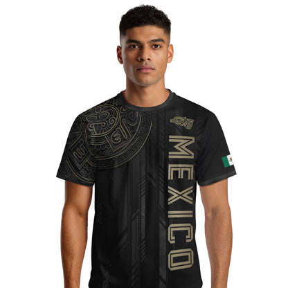 Mexico Black Gold Aztec Mayan Calendar Eagle Heritage National Soccer Jersey