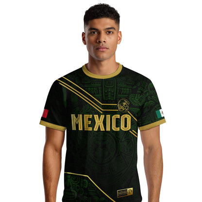 Mexico Soccer Jersey Black Green Gold Aztec Heritage Design