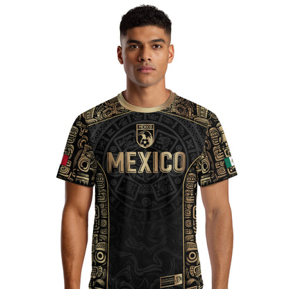 Mexico Aztec Black Gold Limited Edition Eagle Pattern Soccer Jersey