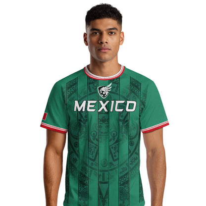 Mexico Green Aztec Pattern National Pride Mens Culture Football Soccer Jersey