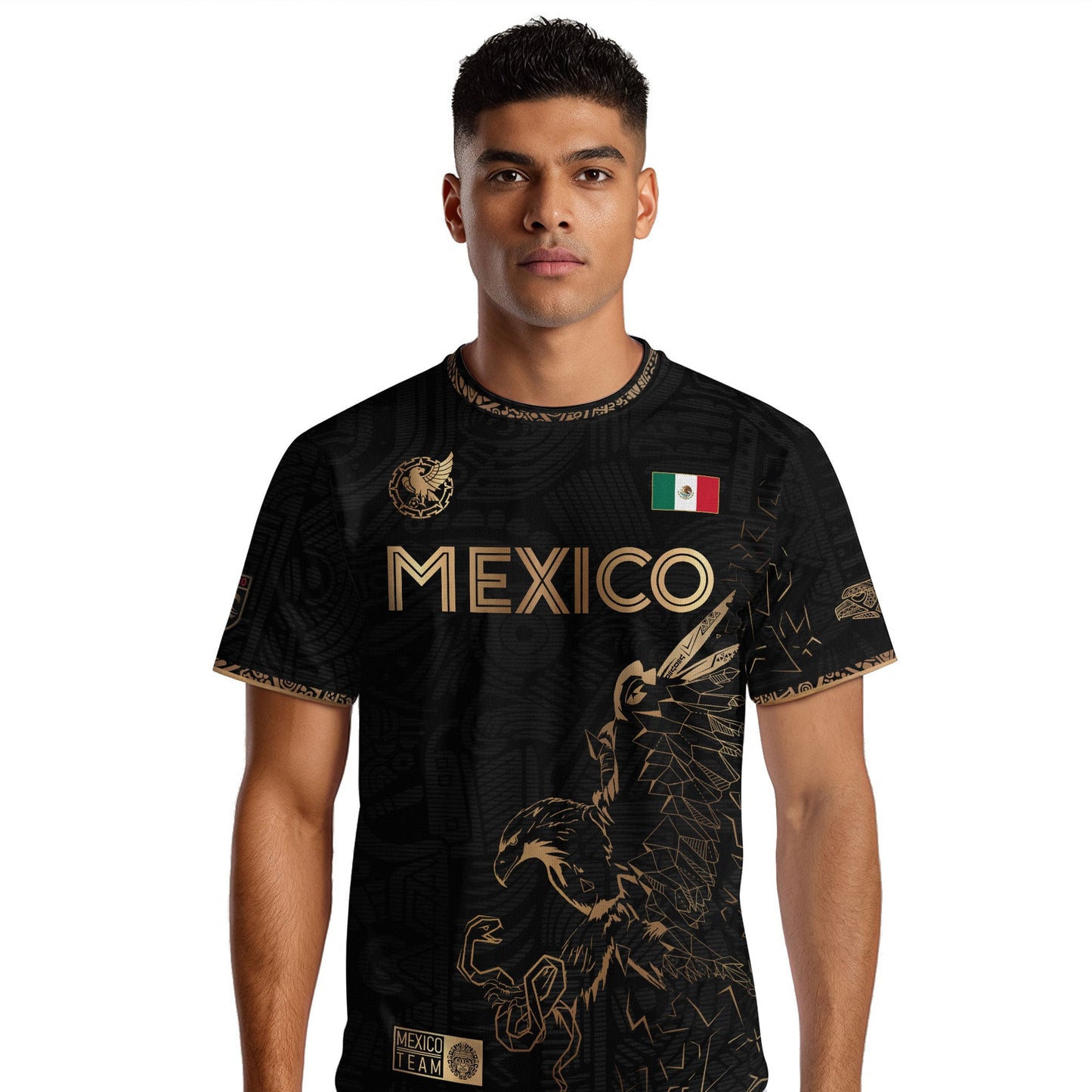 Mexico Black Gold Flag Heritage Estados Unidos Mexicanos National Soccer Jersey