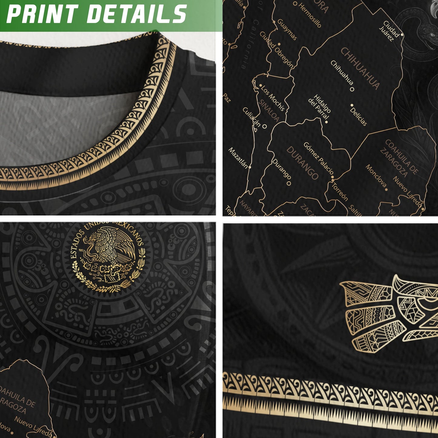 Mexico Soccer Jersey Black Aztec Sunstone Heritage Map Design Bundle