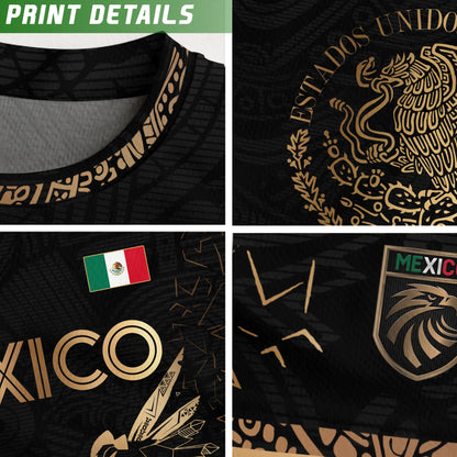 Mexico Black Gold Flag Heritage Estados Unidos Mexicanos National Soccer Jersey