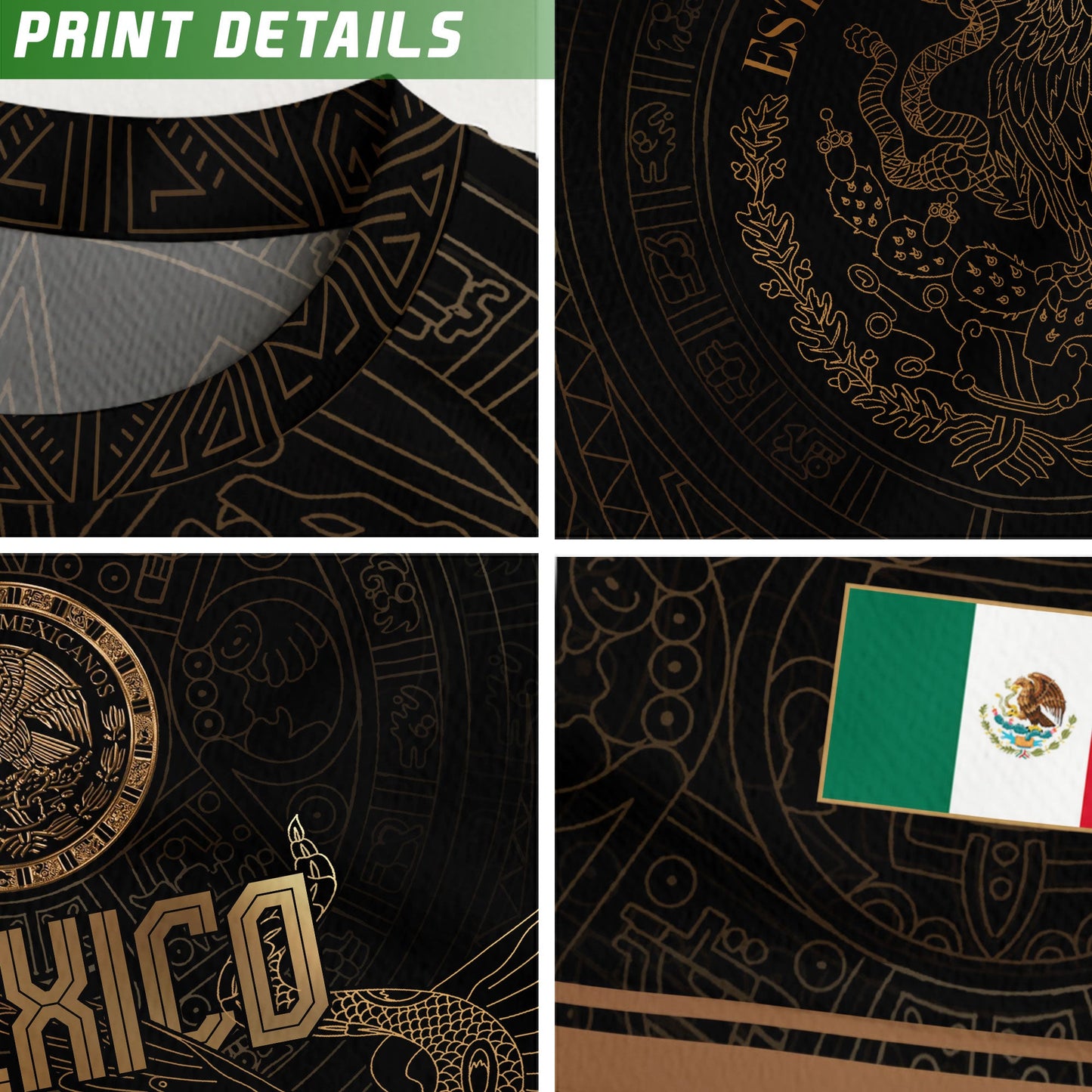 Mexico Black Gold Eagle Snake Heritage Estados Unidos Mexicanos National Soccer Jersey